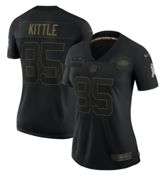 Women's San Francisco 49ers Customized Black Salute To Service Limited Stitched Jersey(Run Small)